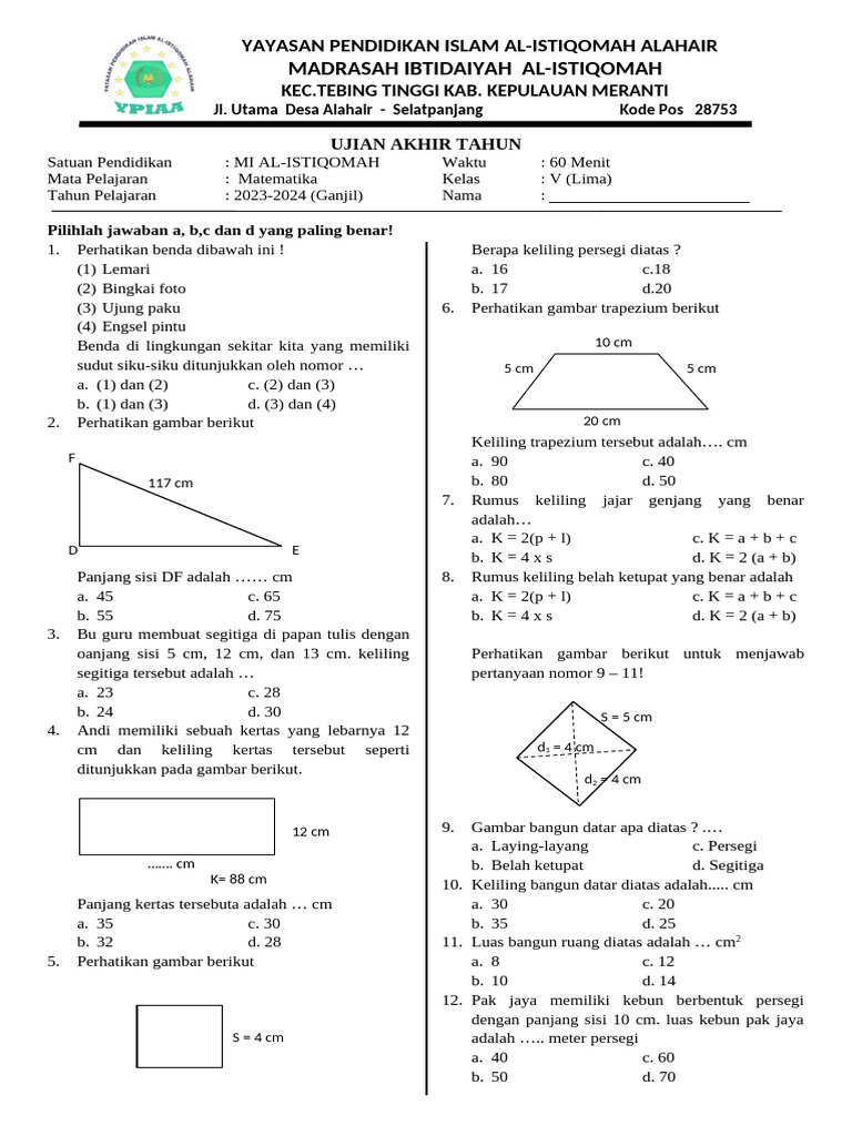 40 Latihan Soal Kelas 5 Semester 2 Matematika Terlengkap Agar Anak Makin Jago Berhitung