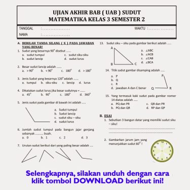 Bocoran 15 contoh soal uts matematika kelas 3 sd semester 2 agar anak cepat paham