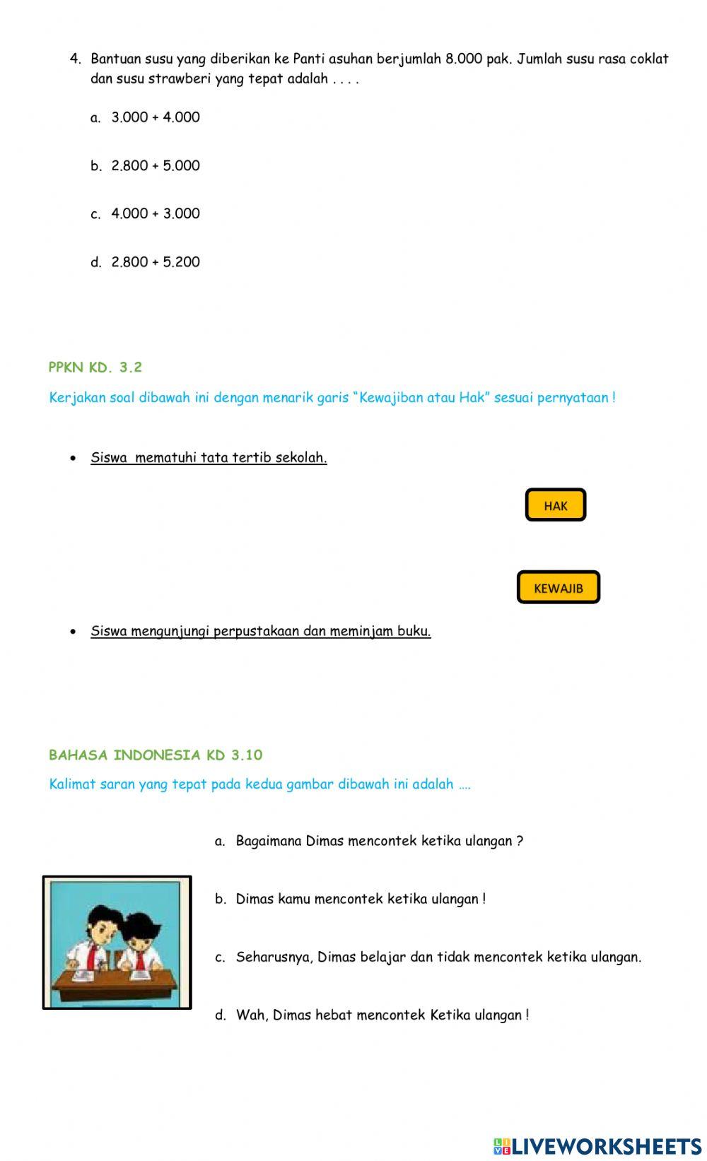 soal kelas 4 tema 4 subtema 2
