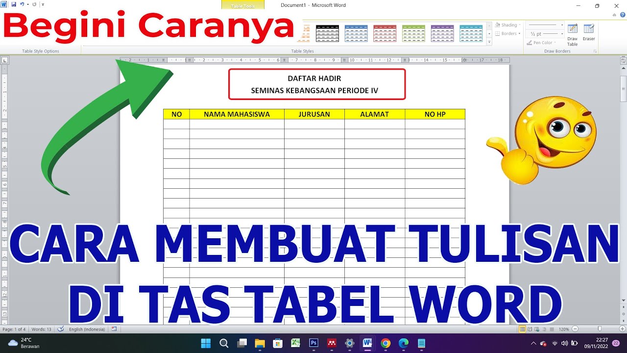 Cara Ku Membuat Tabel Rapi Jadwal Pelaksanaan Penelitian Skripsi Di