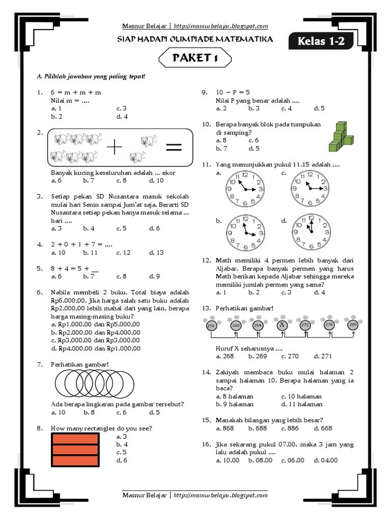 Latihan Soal Olimpiade Matematika SD Latihan Soal Olimpiade Matematika SD