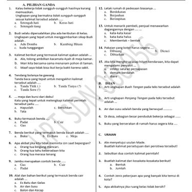 5 Latihan Soal Bahasa Indonesia Kelas 2 Semester 1 yang Wajib Dikuasai Sebelum Ulangan