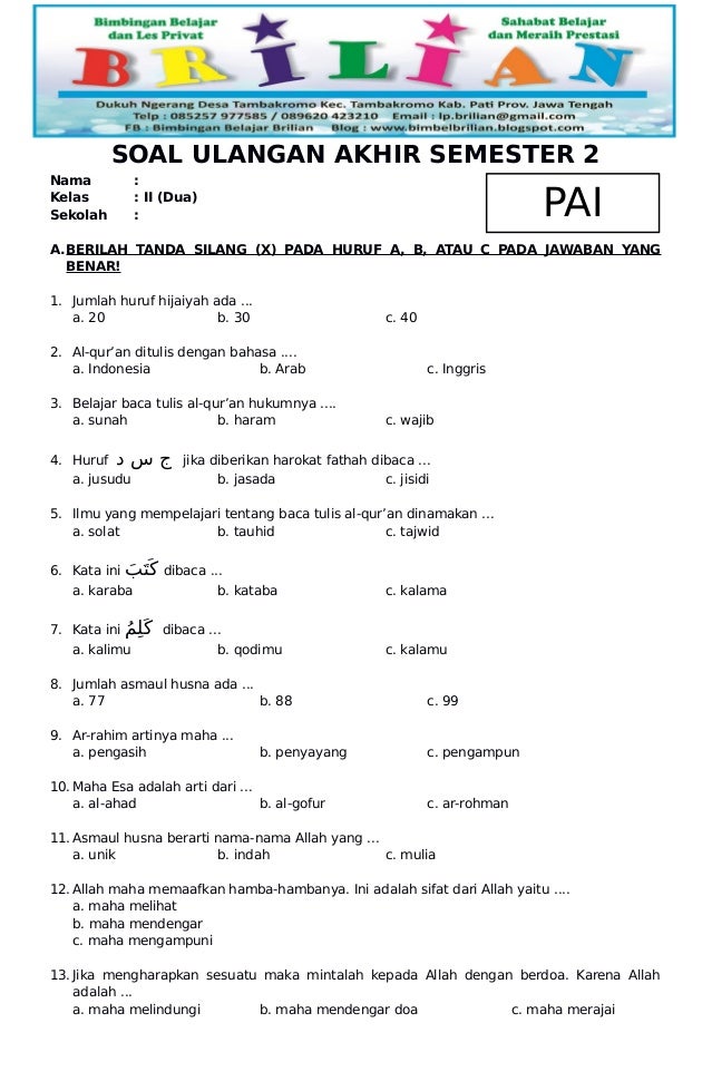5 Soal UKK Agama Kelas 2 Semester 2 Paling Sulit, Ternyata Ini Rahasia Jawabannya yang Wajib Tahu