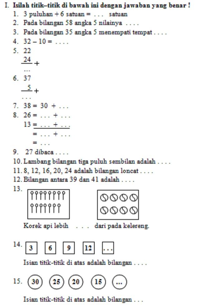 5 Variasi Contoh Soal Matematika Kelas 1 SD Semester 2 yang Wajib Dikuasai Siswa