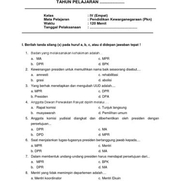 Akhirnya Terungkap 7 Bocoran Kisi-Kisi Soal PKN Kelas 4 Semester 2 Kurikulum 2013 yang Wajib Diketahui