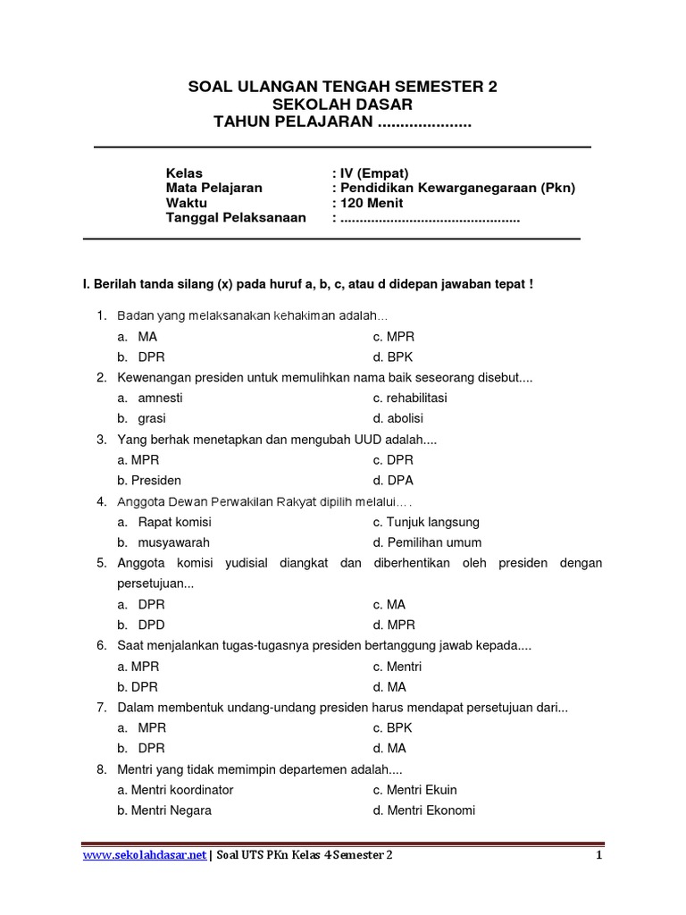 Akhirnya Terungkap 7 Bocoran Kisi-Kisi Soal PKN Kelas 4 Semester 2 Kurikulum 2013 yang Wajib Diketahui