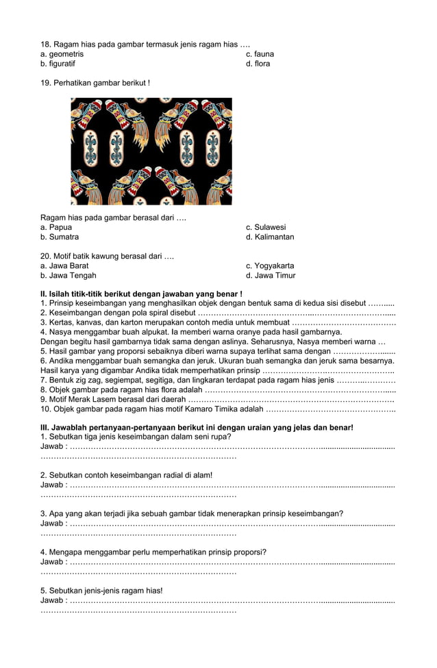 7 Contoh Soal Seni Rupa Kelas 5 Semester 2 Kurikulum Merdeka yang Sering Muncul di Ujian Akhir