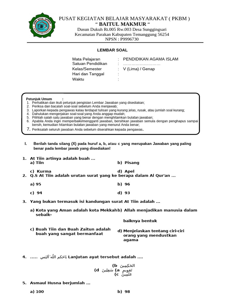 7 Contoh Soal UKK Agama Islamsemester 2 Kelas 5 yang Wajib Dikuasai Sebelum Ujian