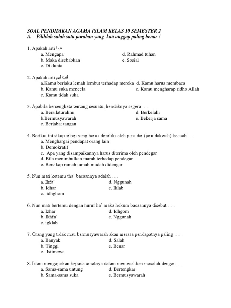 7 Rahasia Contoh Soal UKK Agama Islam Kelas 10 Semester 2 yang Wajib Tahu Sebelum Ujian