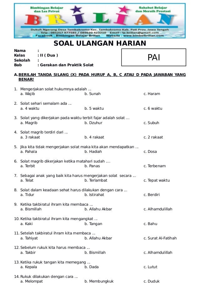 7 Rahasia Contoh Soal Ulangan Harian PAI Kelas 2 SD Semester 1 Sebelum Ujian 2026