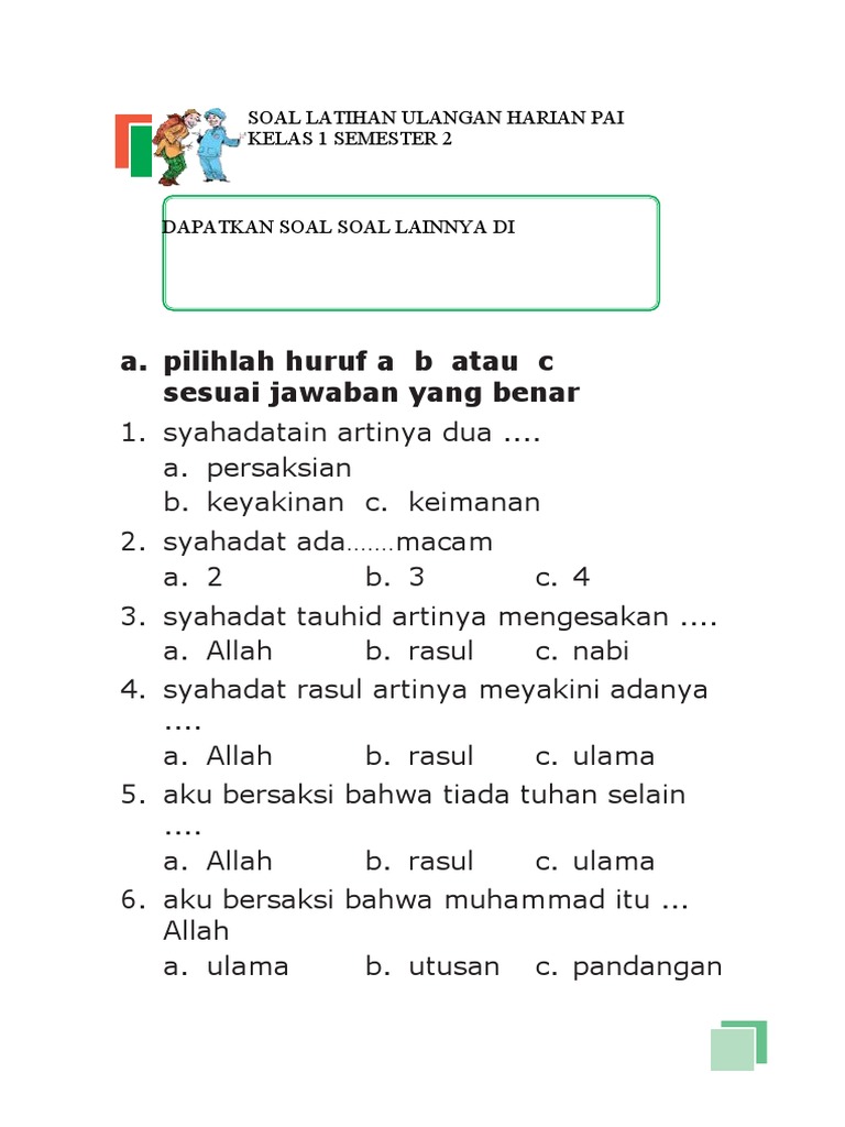 7 Rahasia Contoh Soal Ulangan Harian PAI SD Kelas 1 Bikin Anak Paham Cepat Sebelum Ujian