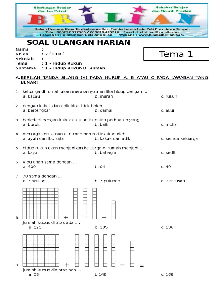 Terbukti! 5 Contoh Soal Ulangan Harian Tema 1 Kelas 2 SD yang Wajib Dikuasai Sebelum Ujian