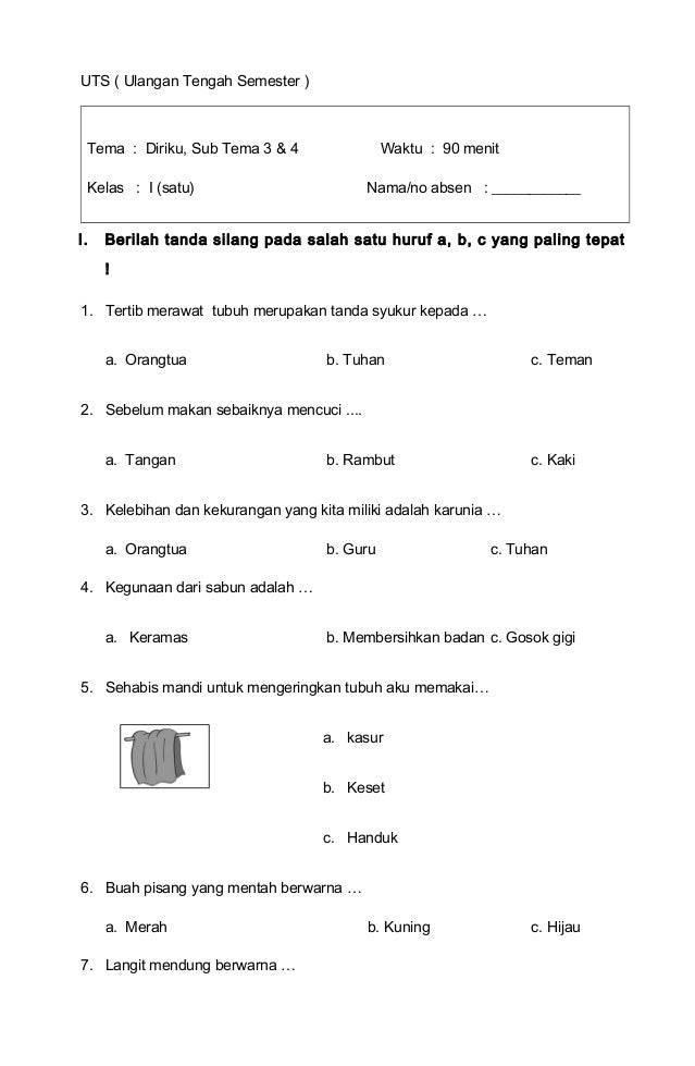 Terbukti 7 Contoh Soal Tematik Kelas 1 Sub Tema 3 dan 4 yang Membantu Anak Belajar Cepat