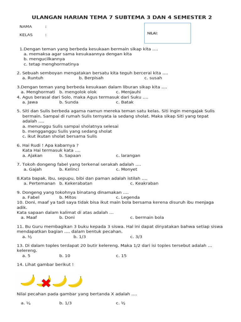 Terbukti Efektif! 7 Contoh Soal Tema 7 Kelas 2 Subtema 3 yang Wajib Kamu Kuasai Sekarang