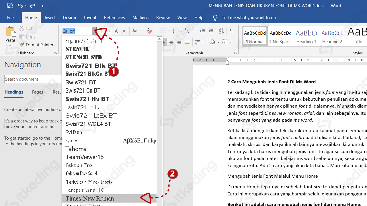 Tutorial Office Word Cara Merubah Default Jenis Huruf Ukuran Font Dan