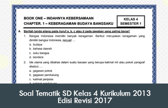 5 Contoh Soal Tematik Kelas 4 SD Kurikulum 2013 Semester 1 yang Bikin Anak Paham Sekarang