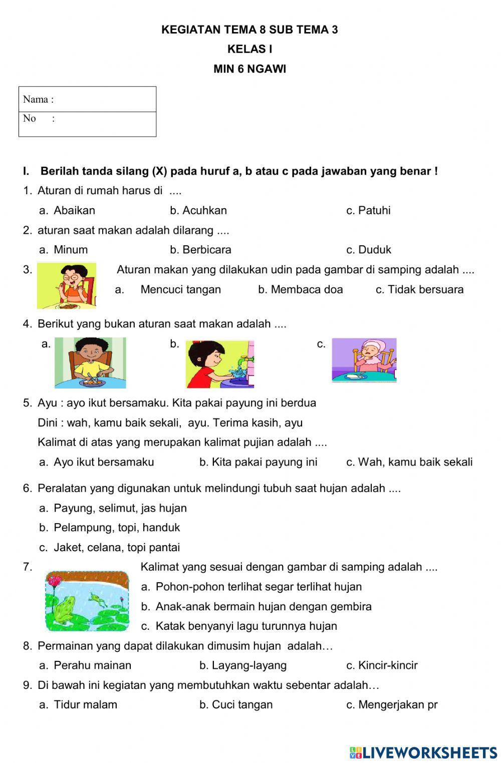 Terbukti! 5 Contoh Soal Tema 8 Subtema 3 Kelas 1 SD K13 yang Wajib Kamu Kuasai Sekarang