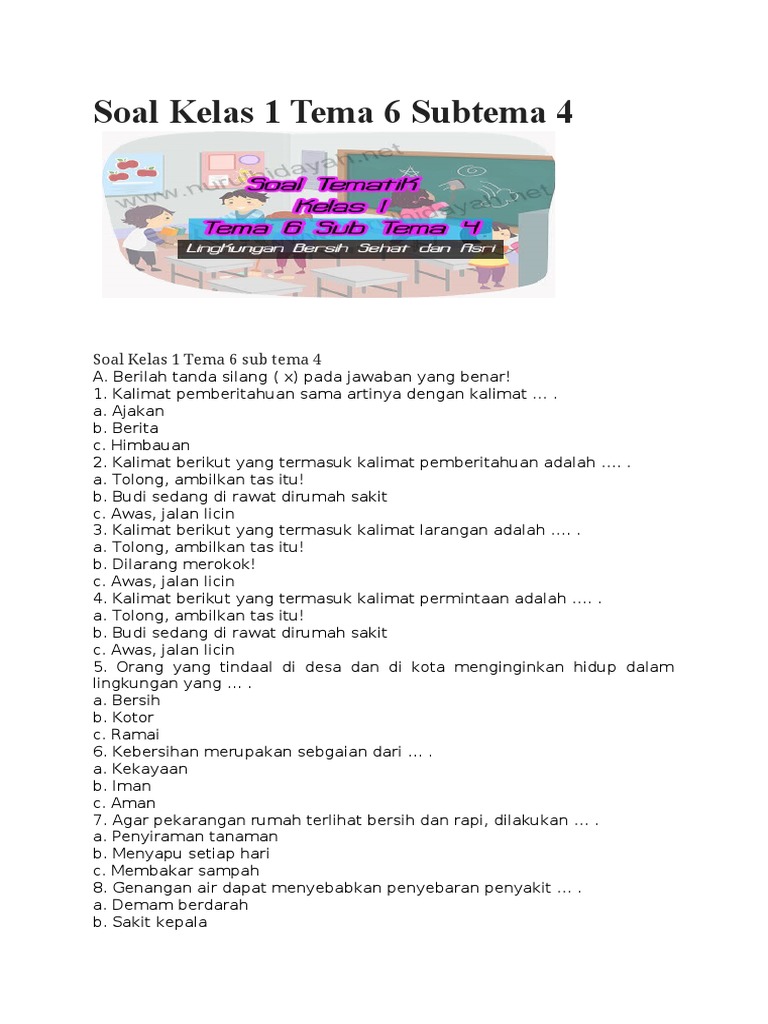 Terbukti Efektif! 5 contoh soal tematik kelas 1 tema 6 sub tema 4 Bikin Anak Suka Belajar