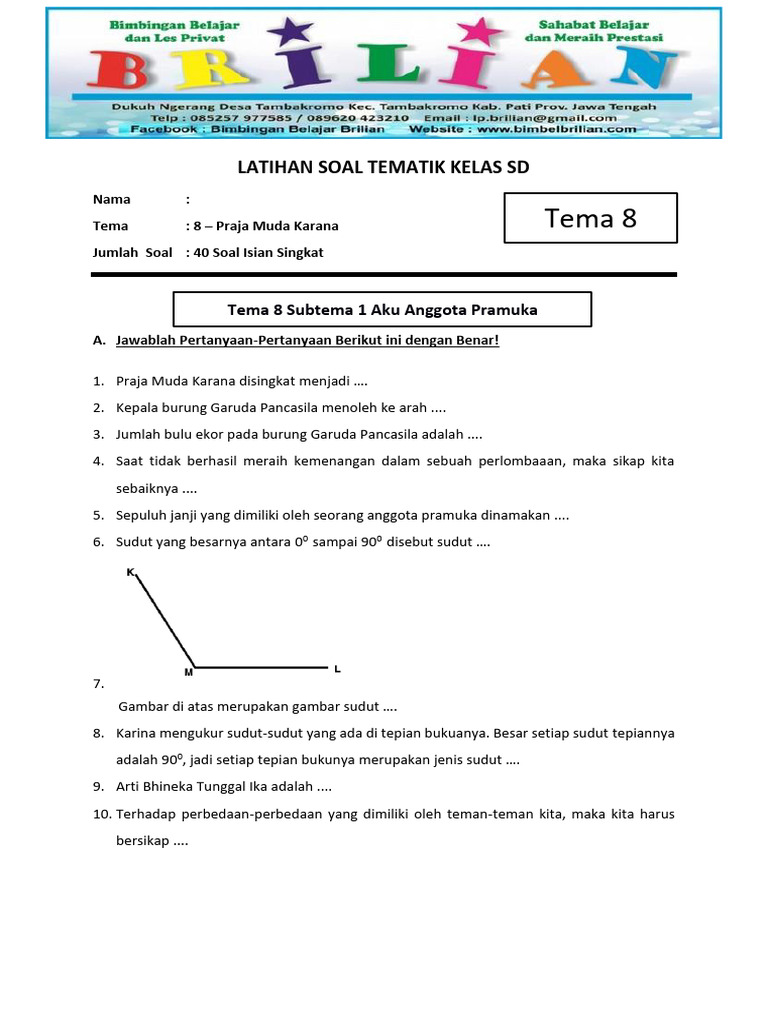 Terungkap Rahasia Mudah Contoh Soal Tema 8 Kelas 3 Praja Muda Karana untuk Nilai Tinggi