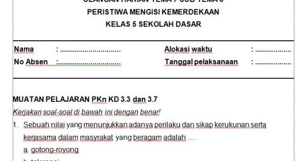 Latihan Seru! 10 Contoh Soal Tema 7 Subtema 3 Kelas 5 Agar Anak Makin Pintar