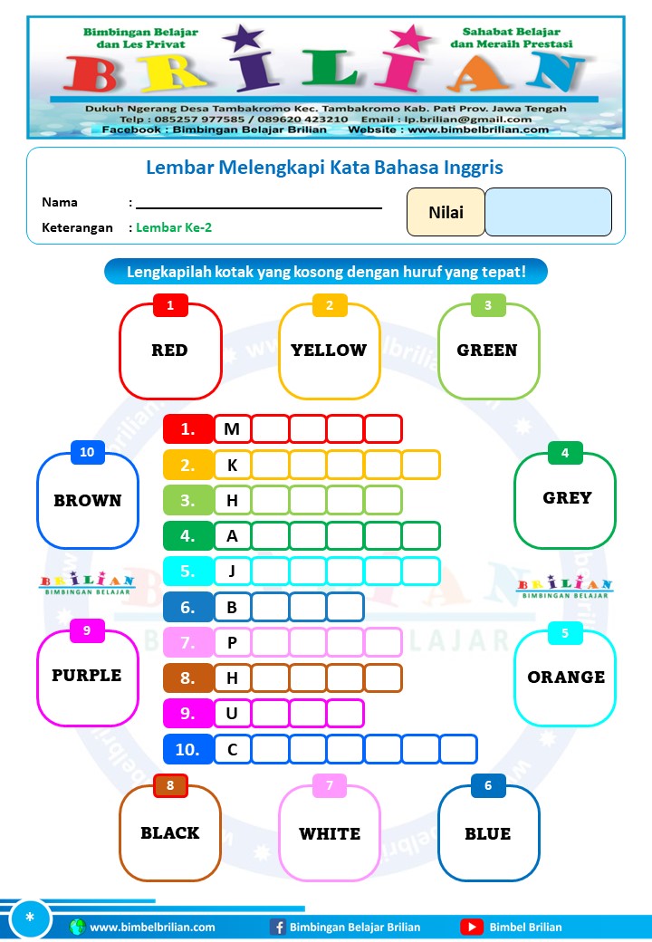 Rahasia Cepat Mahir Latihan Soal Bahasa Inggris Warna Kelas 1 SD Agar Anak Makin Pintar
