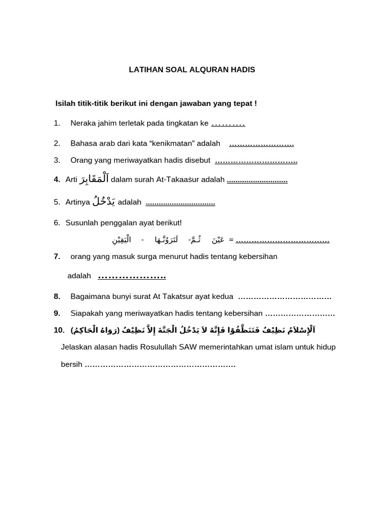 Rahasia Lulus Nilai Sempurna Soal Alquran Hadits Kelas 5 MI Semester 1 Terbaru