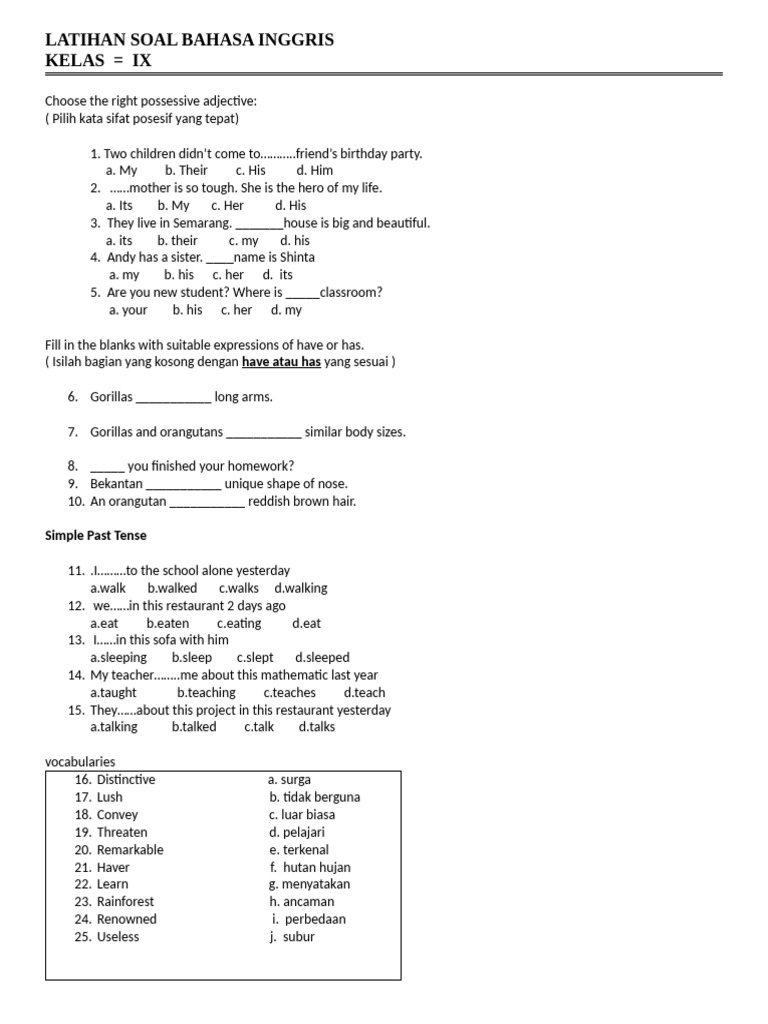 Rahasia Skor Tinggi Latihan Soal Bahasa Inggris Kelas 9 SMP Semester 1 yang Wajib Tahu
