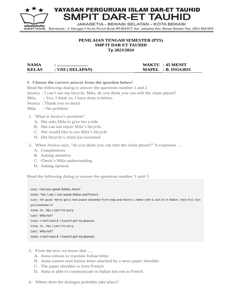 Rahasia Sukses Ujian dengan Latihan Soal Bahasa Inggris Kelas 8 Semester 1 KTSP Terbaru