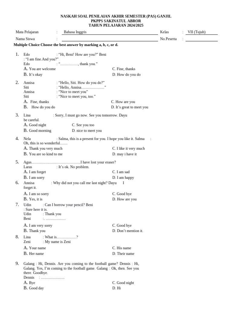 Wajib Tahu Rahasia Latihan Soal Bahasa Inggris Kelas 7 Semester 1 PDF Agar Nilai Bagus